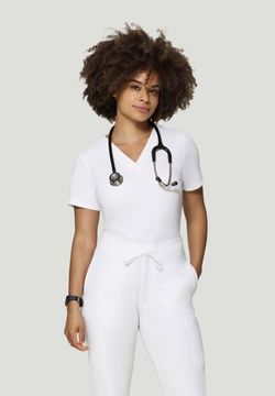 Large/Petite White Mandala Scrub Jogger Pants