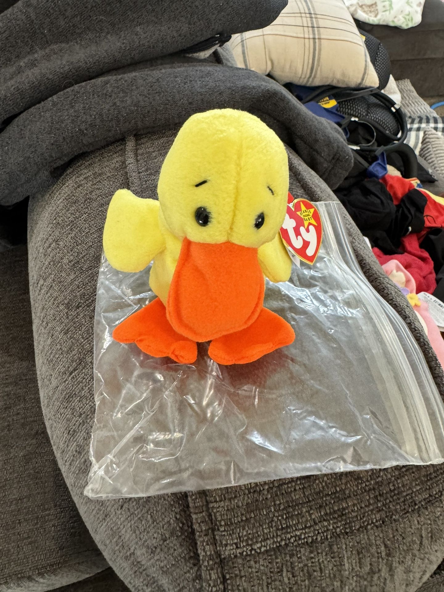 Ty Beanie Baby Quackers the Duck 1994 Rare P.V.C. Pellets With Tag