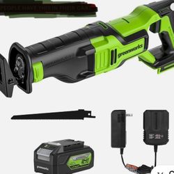 Greenworks 24V Cordless Reciprocating Saw RSG401 w/ 4Ah USB Battery & Charger