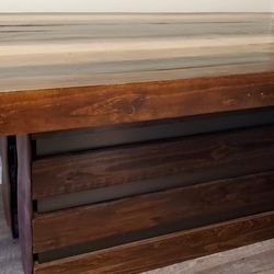 BUTCHER BLOCK BRAZILIAN WOOD  PEDESTAL DINING TABLE 