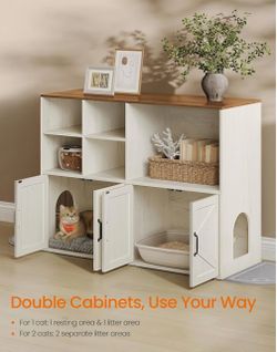 Litter Box Enclosure for 2 Cats,
