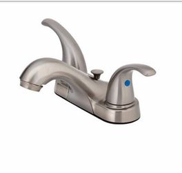 HomePointe 242111 4-Inch Centerset Bathroom Faucet Brushed Nickel w/ Pop-Up