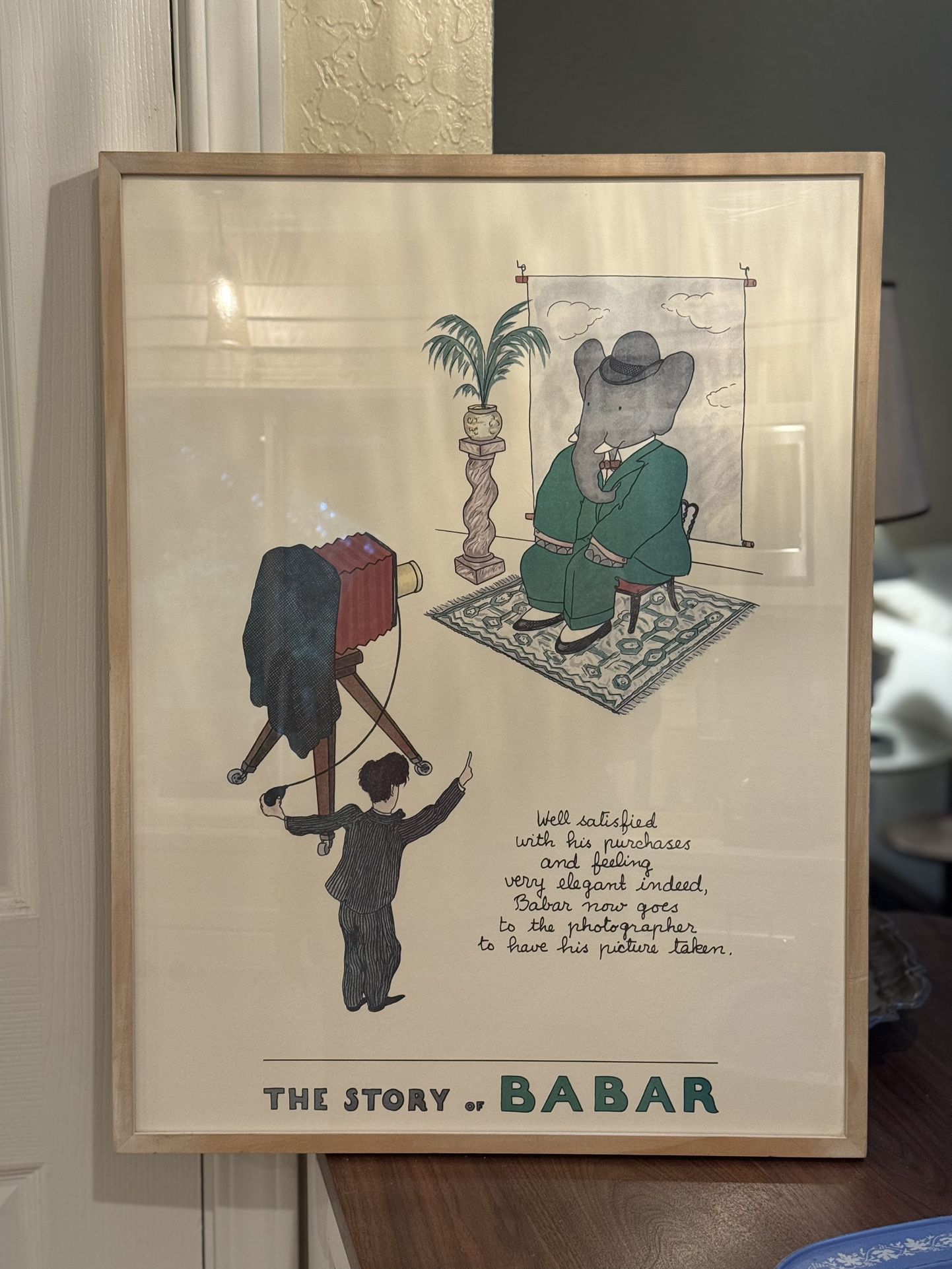 Custom Framed Vintage Babar Print 