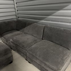 5 seat sectional couch, & ottoman