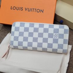 Louis Vuitton Zippy Wallet W/Receipt Azure Damier