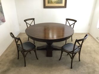Restoration Hardware Round Dining Room Table with 4 Chairs