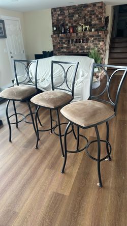 Swivel Stools 3 Iron and fabric