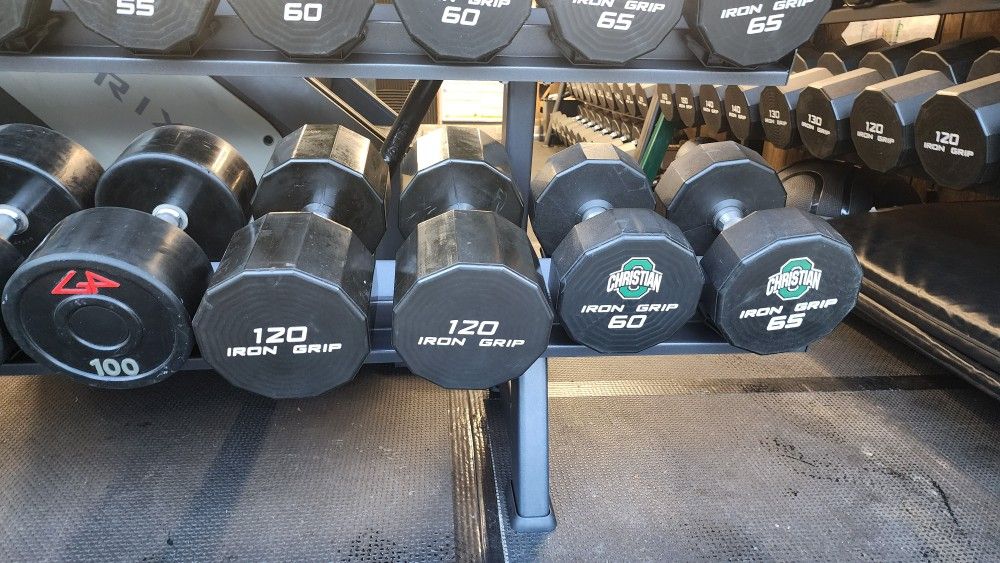120lb Iron Grip Dumbbells 