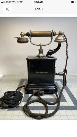 Antique European Statstelefonen Hand Crank Magneto Telephone Cradle Hand Set