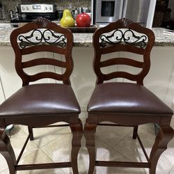 Two Wooden Bar Stools
