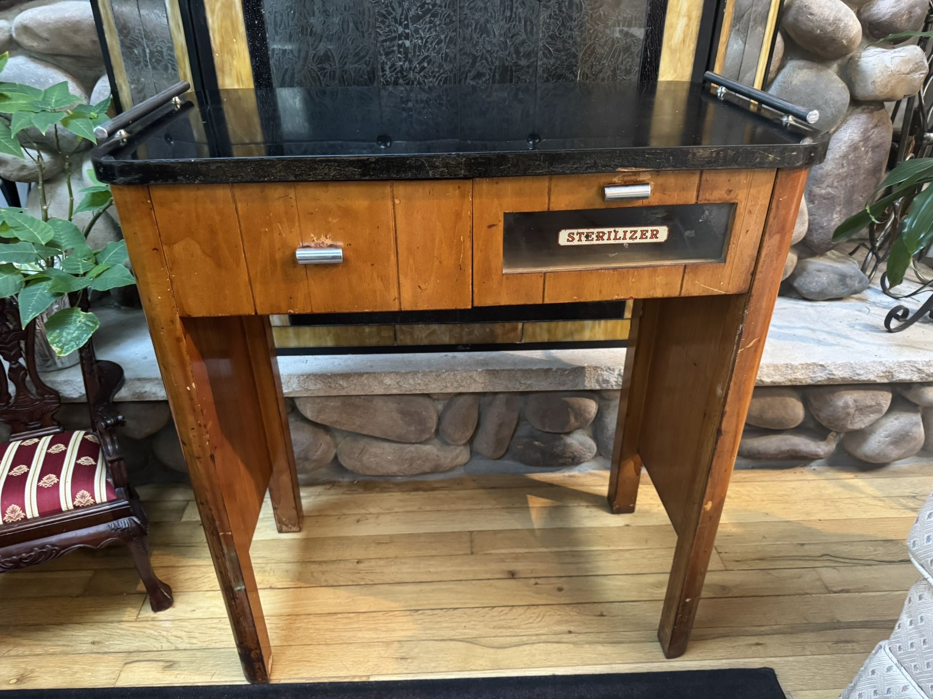 Antique Medical Table Sterilizer Cabinet