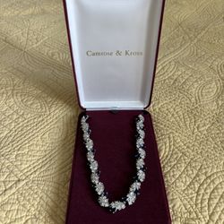  Jackie Kennedy Faux Sapphire Diamond Rhinestone Necklace