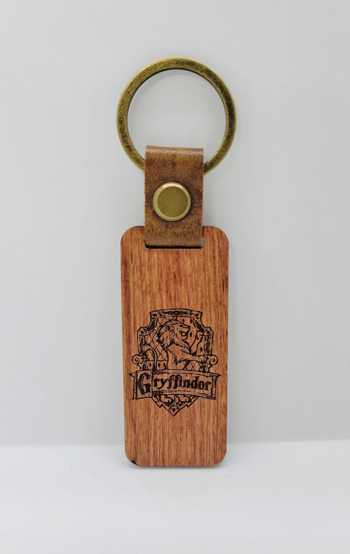 Harry potter gryffindor laser engraved cherry wood keychain pop gift