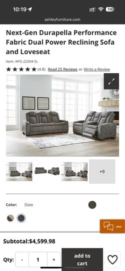 Next-Gen Durapella Performance Fabric Dual Power Reclining Loveseat