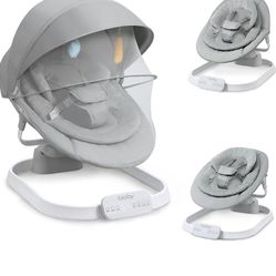 Bioby Baby Swing for Infants with 5 Speed Unique U-Shaped Motions, Portable Baby Bouncer with 3 Seat Positions & USB Charging for Indoor and Outdoor, 