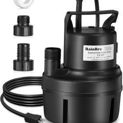 Submersible Sump Pump, Clean/Dirty Water Pump, Portable Utility Pump With 25-Foot Cord, Ideal for Swimming Pool, Garden Pond, Basement, and Flood Reli