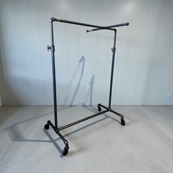 adjustable industrial pipe garment rack on wheels Flea Market Swapmeet Store Front Clothing Loft Warehouse