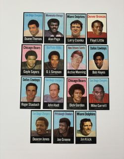 1972 nflpa Football set Of 15 Pristine Rare Iron Ons Staubach Rookie Sayers OJ Greene Like Card