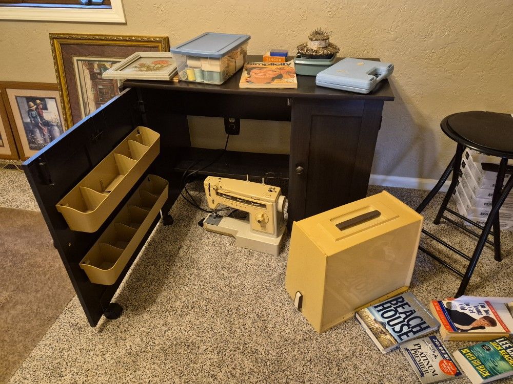 Sewing Machine And Table