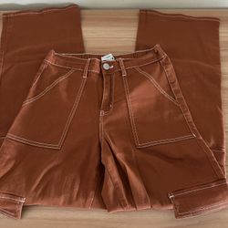 Forever 21 Rust Contrast Stitch Cargo Pants S