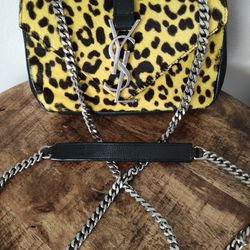 Small YSL Leather And Leopard Purse