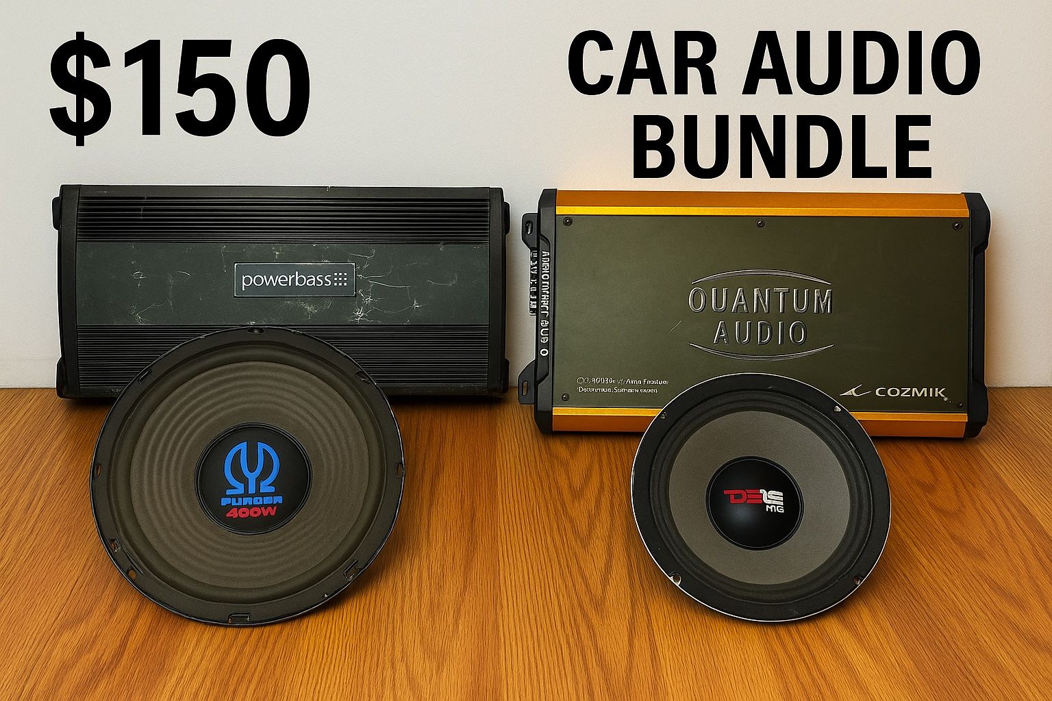 Car Audio Bundle – 2 Amps + 2 Speakers – All Working – $150