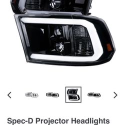2009-2018 Dodge Ram Spec-D Tuning Black LED Light Bar Projector Headlights (BRAND NEW)