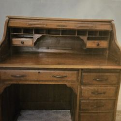 Antique Roll-top Desk with Chair