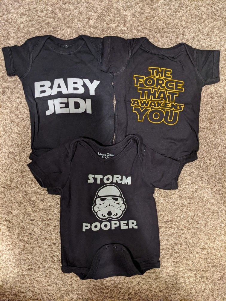 3X Star Wars Baby Bodysuits/Onesies 3-6 Months