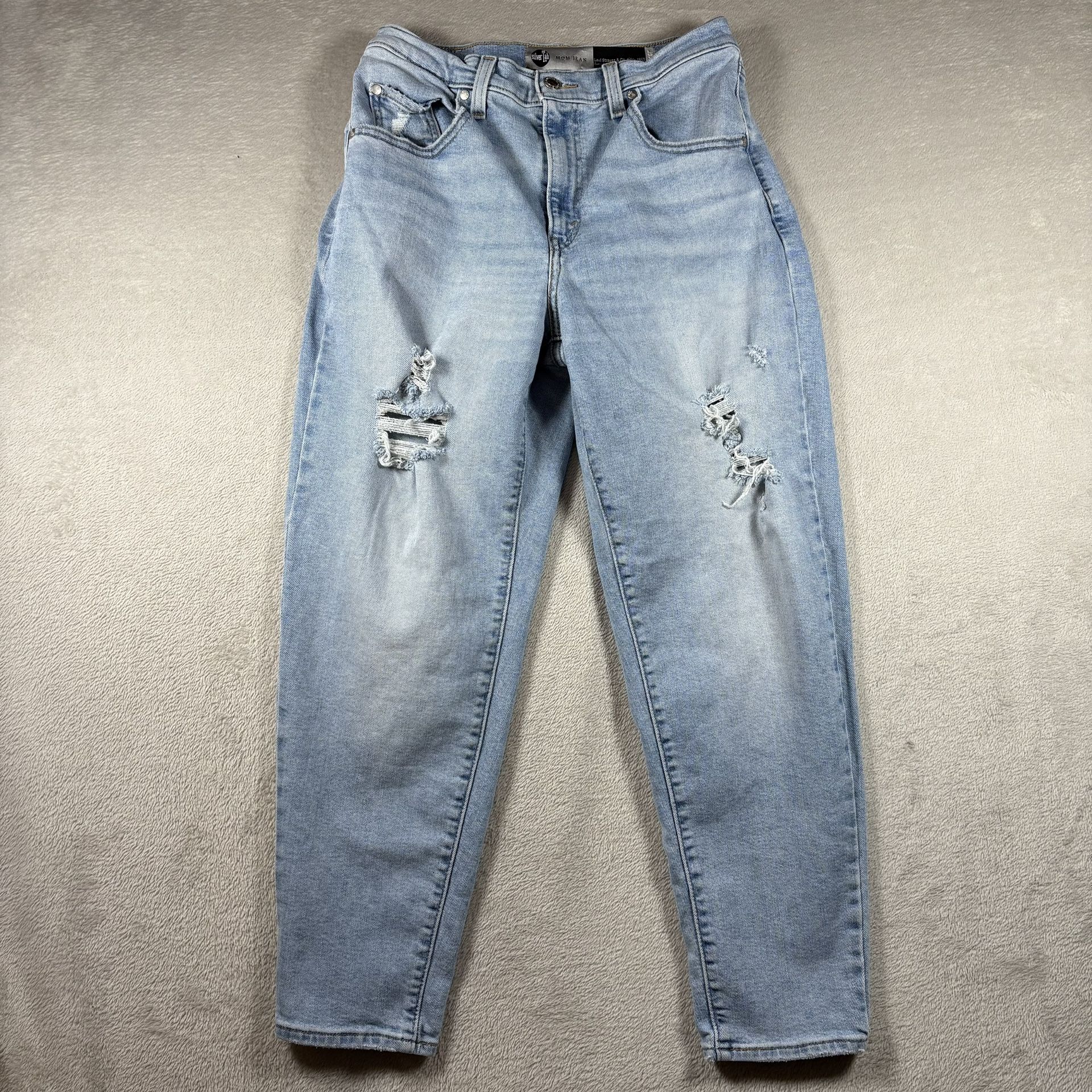 Levi's SilverTab Mom Jeans Women's 29 Medium Wash Blue Denim Distressed #2394