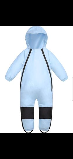HAPIU Kids Toddler Rain Suit Muddy Buddy Waterproof Coverall size 2T blue unisex boy or girl NWOT