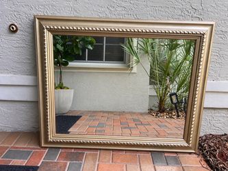 Large 50” x 40” Gold Ornate Wall Mirror – Beautiful Statement Piece