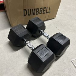 New pair of 45lb rubber dumbbells in box 📦 $90