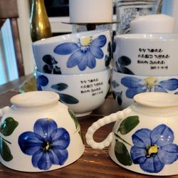 Asian Rice Bowls & Vintage Hand Painted Porcine Tea Cups