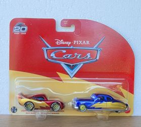 NEW! Disney Pixar Cars 20th Anniversary Metalic Lightning McQueen & Doc Hudson 2-Pack