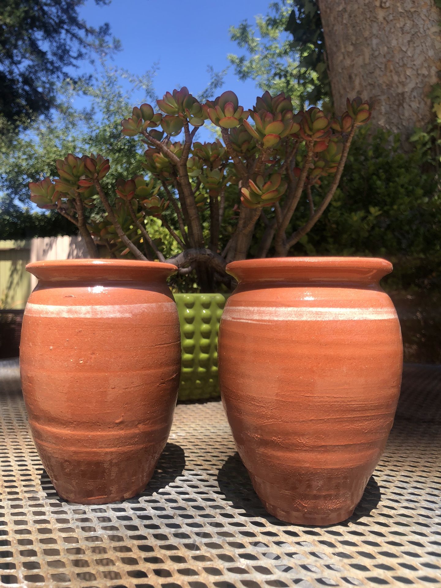 Pair Of Handmade Mexican Clay Pots