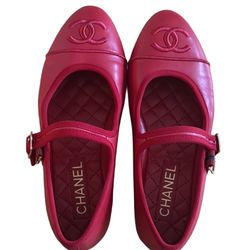Chanel Red Ballet Flats 36 