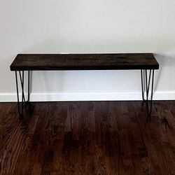 Hairpin Leg Bench | Rustic Modern Coffee Table Side End Sofa Table Nightstand Farmhouse Entryway Bench Mid Century Console Industrial Urban