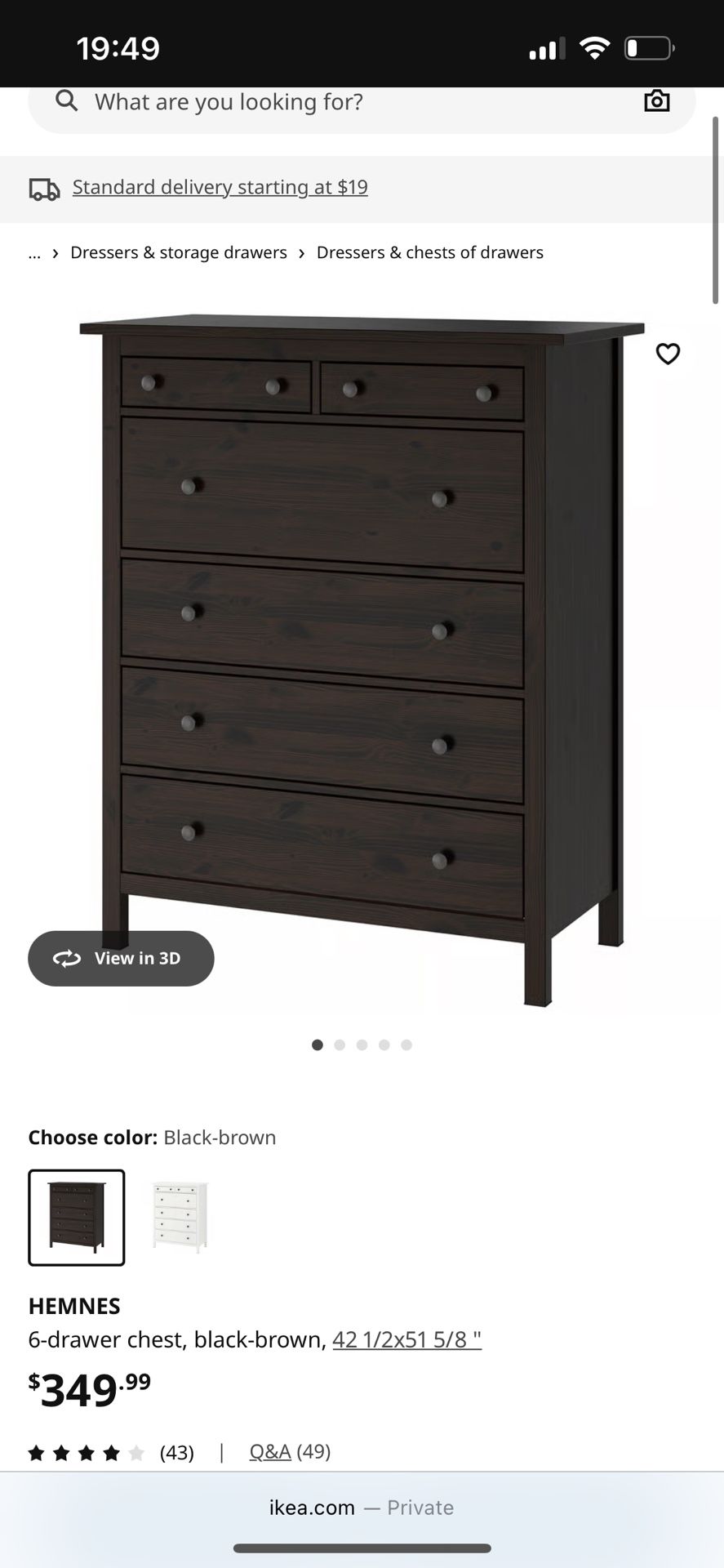 Hemnes Dark Brown Dresser