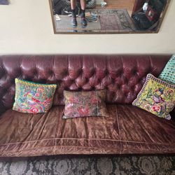 Leather Chesterfield Tufted Sofa Couch Restoration Hardware -
