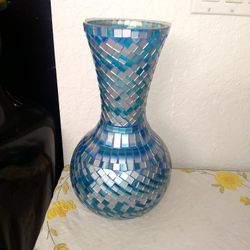 Very Nice Mosaic Turquoise Flower Vase 