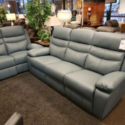 New Power Reclining Sofa And Loveseat Set Leather 