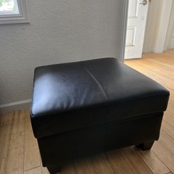 Ottoman Black Leather
