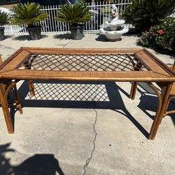Vintage Bamboo Dining Table And 2 Matching Chairs 