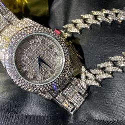 Heavy lab stone watch bracelet set two piece Italiano