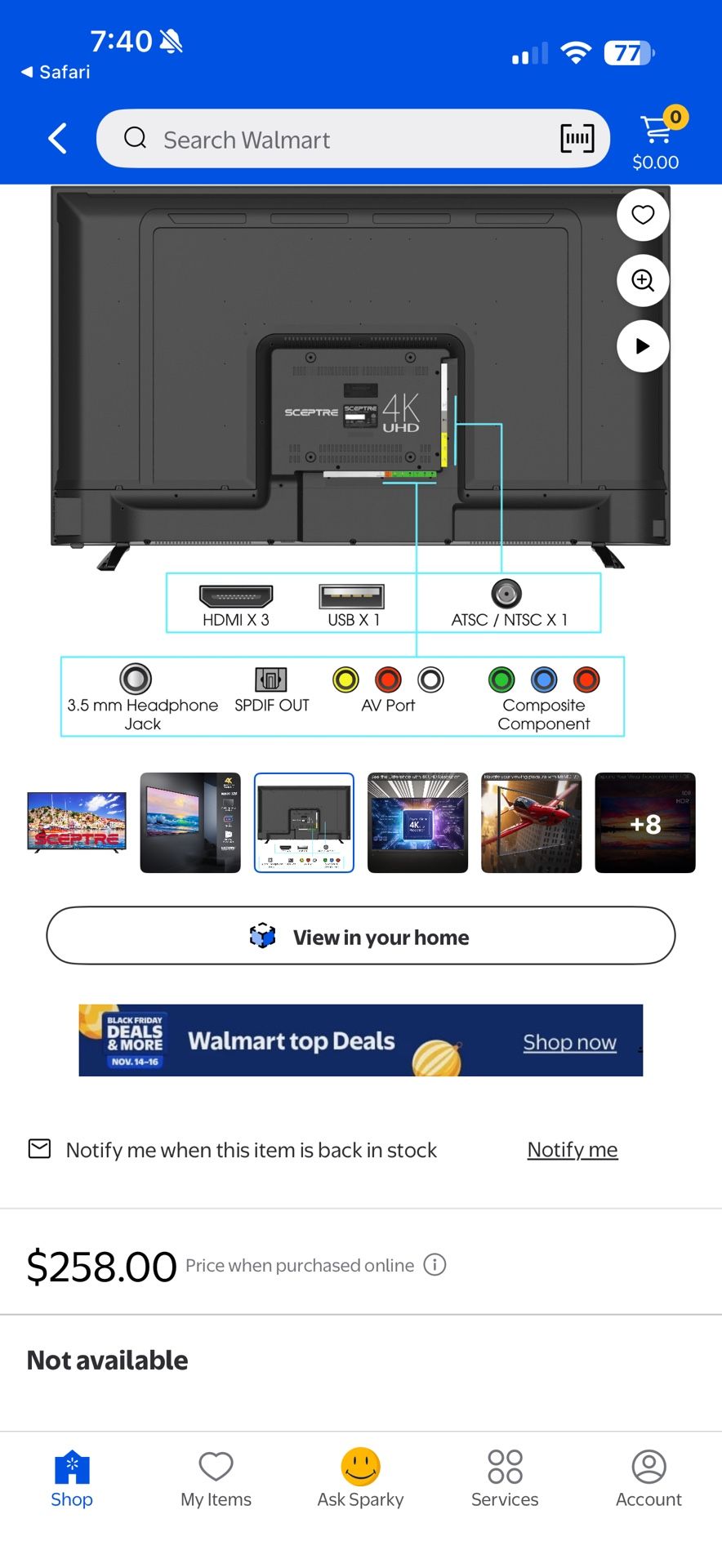 Sceptre 55" Class 4K UHD LED TV HDR