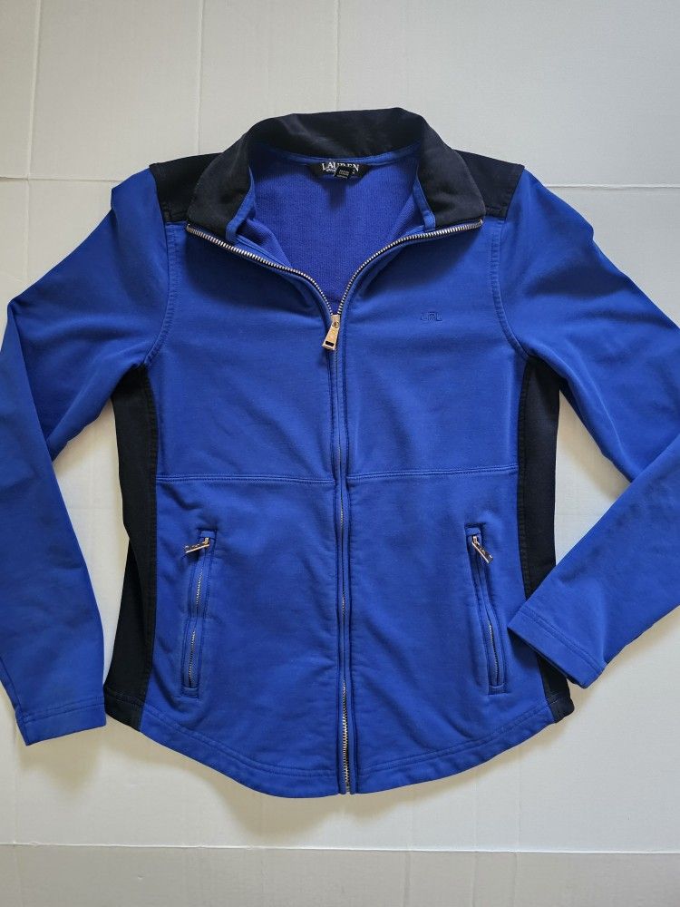 Lauren Ralph LaurenColor Block Zip Front Cotton-Blend Jacket