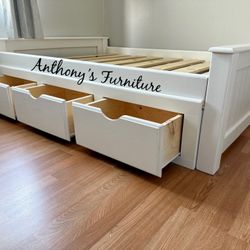 New Full Bed Frame With Storage - No Mattress 