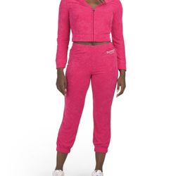 Juicy Couture Terry Texture Sweat Suit vixen pink size L