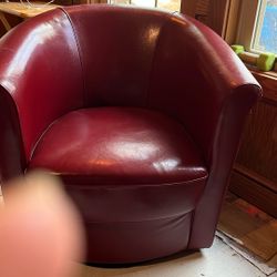 Red Leather Tub Chair